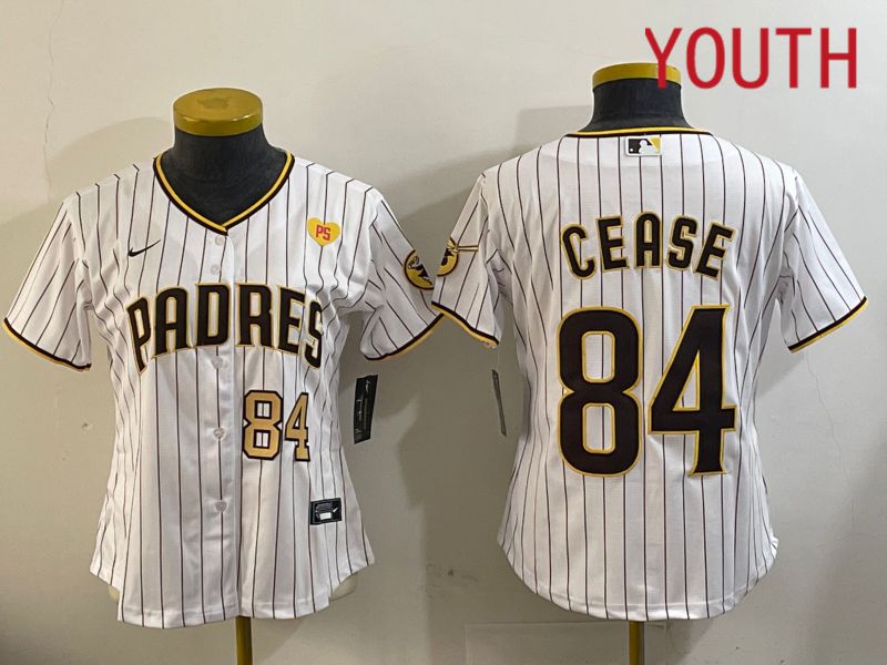 Youth San Diego Padres #84 Cease White Stripe Game 2024 Nike MLB Jersey style 1120